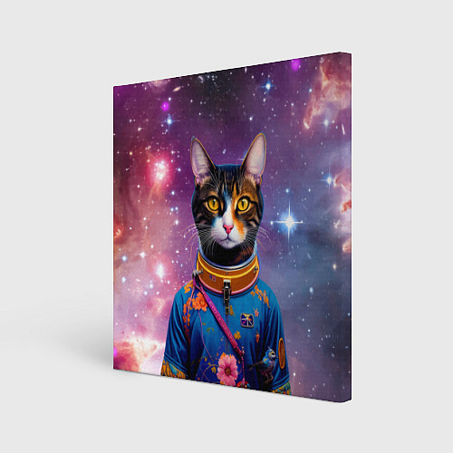 Картина квадратная Кот бравый космонавт / 3D-принт – фото 1