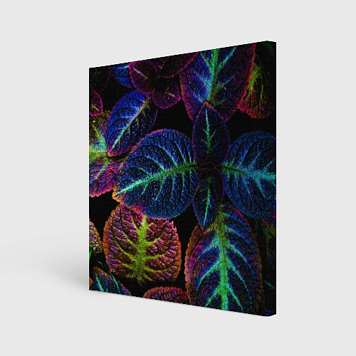 Картина квадратная Неоновые листья растений / 3D-принт – фото 1