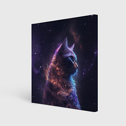 Холст квадратный Кошка в космосе туманность, цвет: 3D-принт