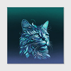 Холст квадратный Неоновый кот: фиолетовые и бирюзовые линии, цвет: 3D-принт — фото 2