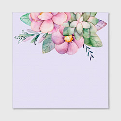 Холст квадратный Пастельные цветы акварелью - наверху, цвет: 3D-принт — фото 2