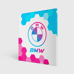 Холст квадратный BMW neon gradient style, цвет: 3D-принт