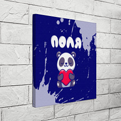 Холст квадратный Поля панда с сердечком, цвет: 3D-принт — фото 2
