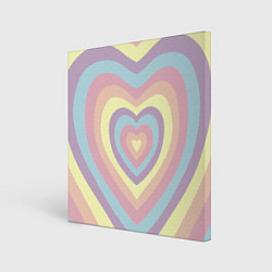 Холст квадратный Сердца пастельные оттенки, цвет: 3D-принт