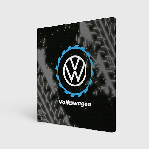 Картина квадратная Volkswagen в стиле Top Gear со следами шин на фоне / 3D-принт – фото 1