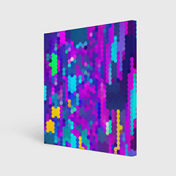 Холст квадратный Шестиугольники неонового цвета, цвет: 3D-принт