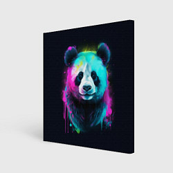 Холст квадратный Панда в неоновых красках, цвет: 3D-принт