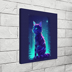 Холст квадратный Неоновый котенок, цвет: 3D-принт — фото 2