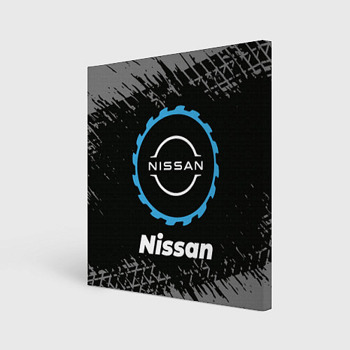 Картина квадратная Nissan в стиле Top Gear со следами шин на фоне / 3D-принт – фото 1
