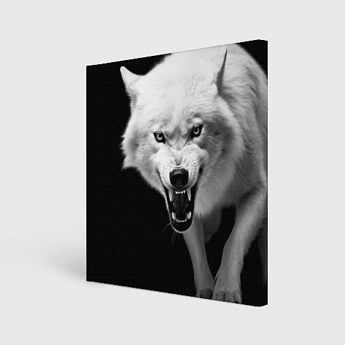 Картина квадратная Агрессивный белый волк / 3D-принт – фото 1