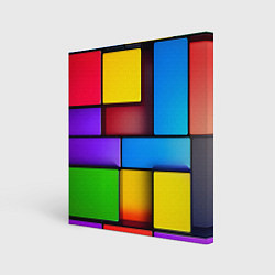 Холст квадратный Красочные объемные блоки, цвет: 3D-принт