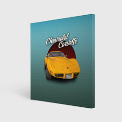 Картина квадратная Американский спорткар Chevrolet Corvette Stingray