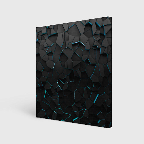 Картина квадратная Плиты с синей неоновой подсветкой / 3D-принт – фото 1