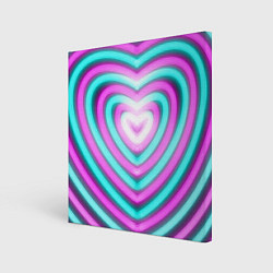 Картина квадратная Неоновые сердца