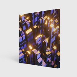 Холст квадратный Фиолетовые и светящиеся кубы, цвет: 3D-принт