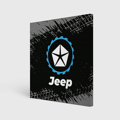 Картина квадратная Jeep в стиле Top Gear со следами шин на фоне / 3D-принт – фото 1