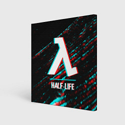 Холст квадратный Half-Life в стиле glitch и баги графики на темном, цвет: 3D-принт
