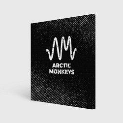 Холст квадратный Arctic Monkeys с потертостями на темном фоне, цвет: 3D-принт