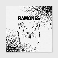 Холст квадратный Ramones рок кот на светлом фоне, цвет: 3D-принт — фото 2