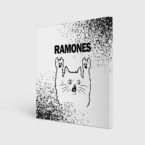 Картина квадратная Ramones рок кот на светлом фоне / 3D-принт – фото 1