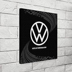 Холст квадратный Volkswagen speed на темном фоне со следами шин, цвет: 3D-принт — фото 2