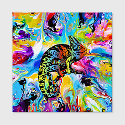 Холст квадратный Маскировка хамелеона на фоне ярких красок, цвет: 3D-принт — фото 2