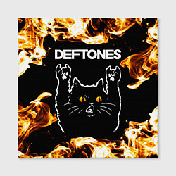 Холст квадратный Deftones рок кот и огонь, цвет: 3D-принт — фото 2