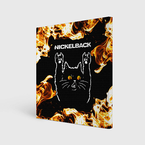 Картина квадратная Nickelback рок кот и огонь / 3D-принт – фото 1