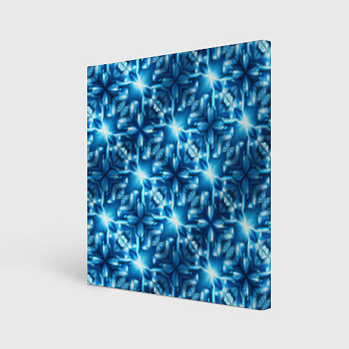 Картина квадратная Светящиеся голубые цветы / 3D-принт – фото 1