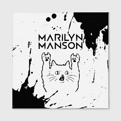 Холст квадратный Marilyn Manson рок кот на светлом фоне, цвет: 3D-принт — фото 2