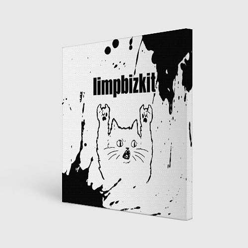 Картина квадратная Limp Bizkit рок кот на светлом фоне / 3D-принт – фото 1