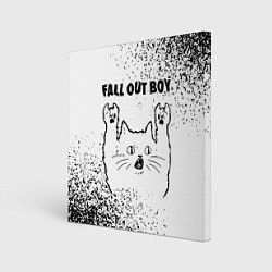 Картина квадратная Fall Out Boy рок кот на светлом фоне