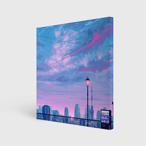 Картина квадратная Город и красочное небо / 3D-принт – фото 1