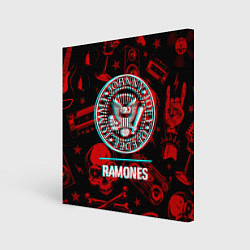 Холст квадратный Ramones rock glitch, цвет: 3D-принт