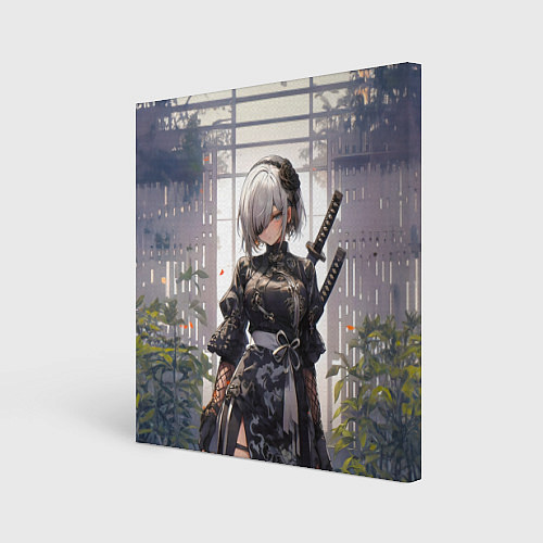 Картина квадратная Nier automata девушка с мечами / 3D-принт – фото 1
