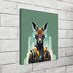 Холст квадратный Cool kangaroo - cyberpunk, цвет: 3D-принт — фото 2