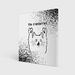 Холст квадратный The Cranberries рок кот на светлом фоне, цвет: 3D-принт