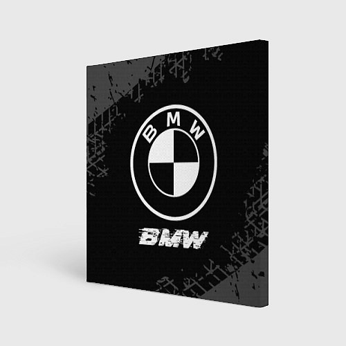 Картина квадратная BMW speed на темном фоне со следами шин / 3D-принт – фото 1