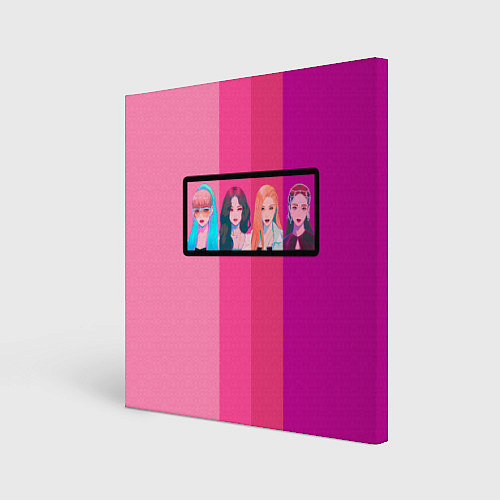 Картина квадратная Группа Black pink на фоне оттенков розового / 3D-принт – фото 1