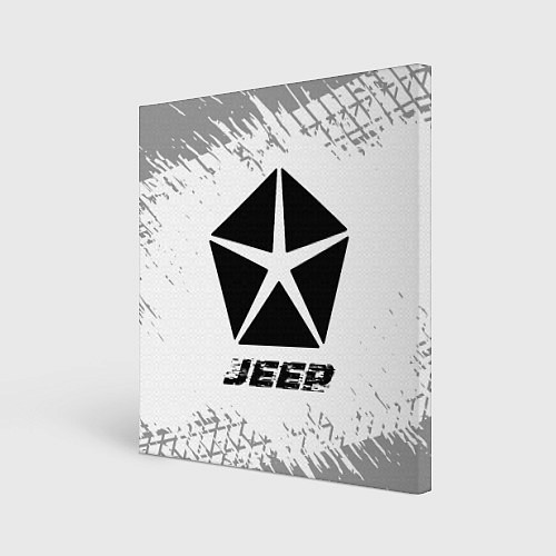 Картина квадратная Jeep speed на светлом фоне со следами шин / 3D-принт – фото 1