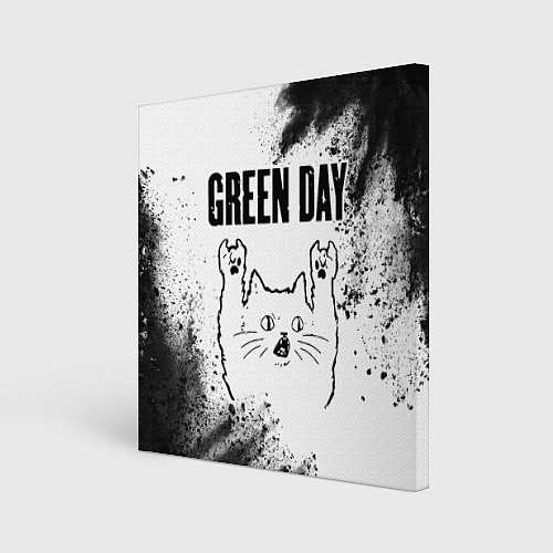 Картина квадратная Green Day рок кот на светлом фоне / 3D-принт – фото 1