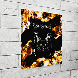 Холст квадратный Evanescence рок кот и огонь, цвет: 3D-принт — фото 2