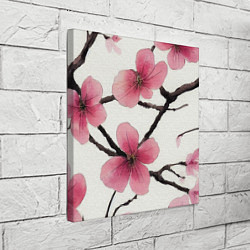 Холст квадратный Цветы и ветви японской сакуры - текстура холста, цвет: 3D-принт — фото 2