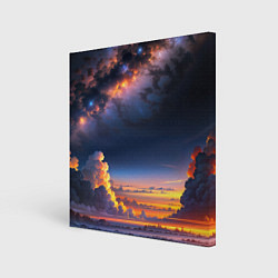 Холст квадратный Млечный путь и облака на закате, цвет: 3D-принт