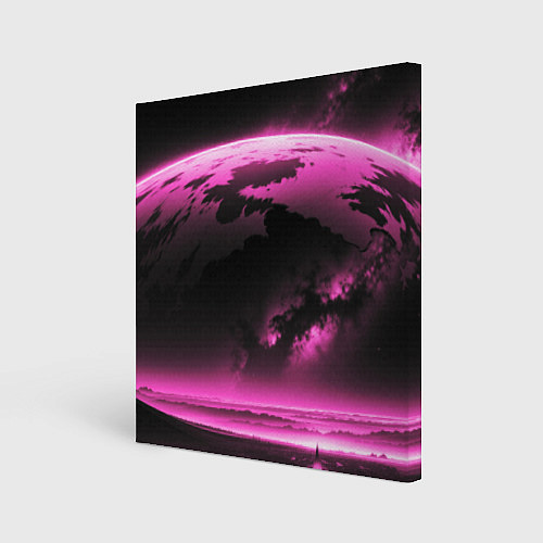 Картина квадратная Сай фай пейзаж в черно розовых тонах / 3D-принт – фото 1