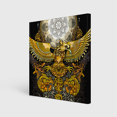 Картина квадратная Золотой орёл - славянский орнамент / 3D-принт – фото 1