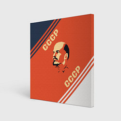 Холст квадратный Ленин на красном фоне, цвет: 3D-принт