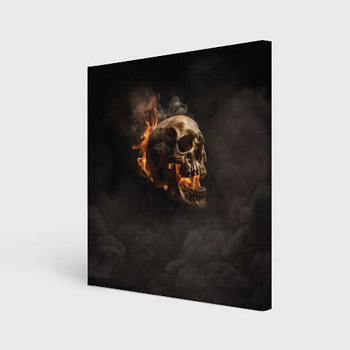 Картина квадратная Горящий череп в дыму / 3D-принт – фото 1