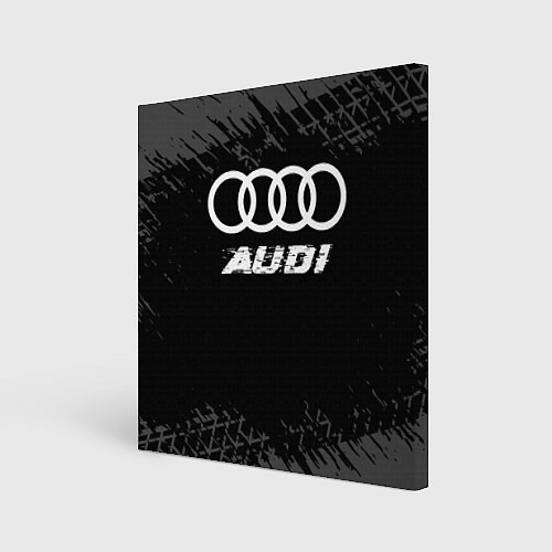 Картина квадратная Audi speed на темном фоне со следами шин / 3D-принт – фото 1