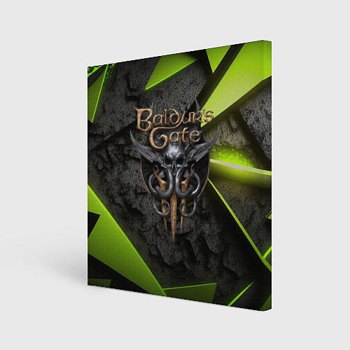 Картина квадратная Baldurs Gate 3 logo green abstract / 3D-принт – фото 1